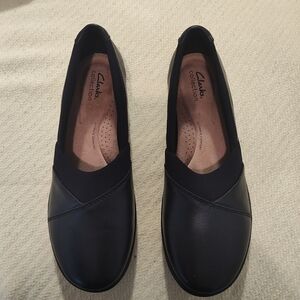Clarks Women's Black Slip-On Comfort Flats